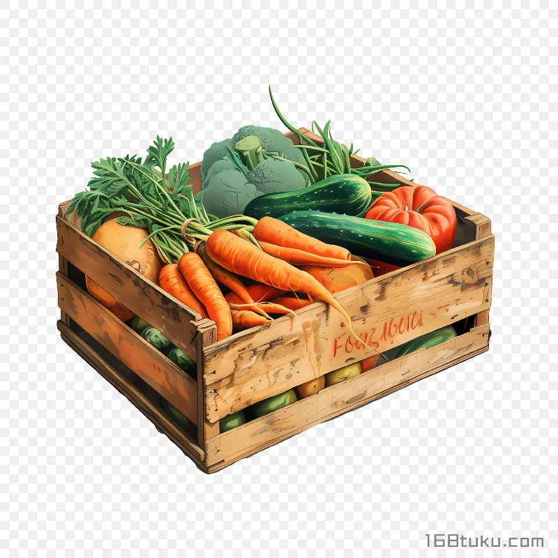装蔬菜的木框插画免抠素材免费png