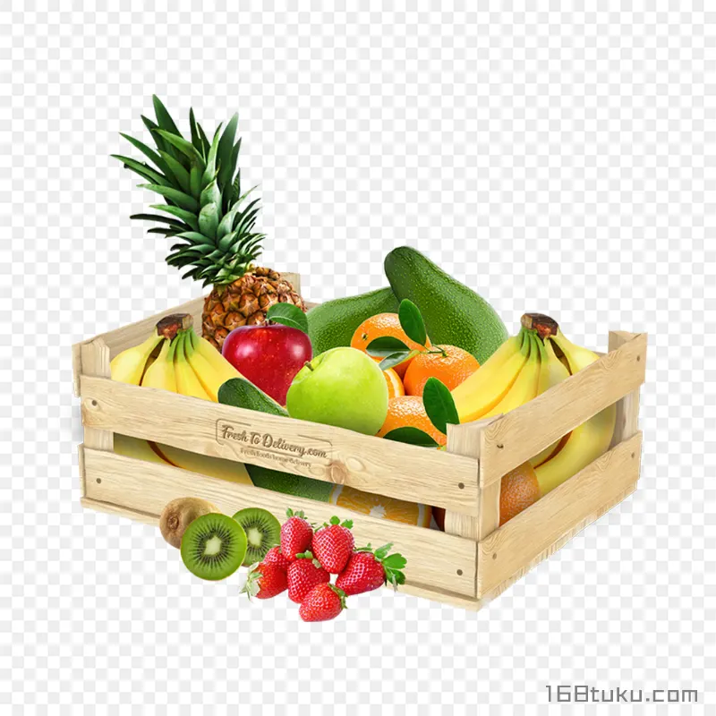 装水果的木框插画免抠素材免费png