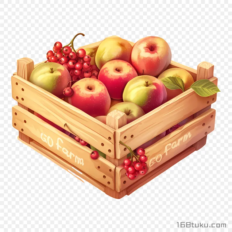 装水果的木框插画免抠素材免费png