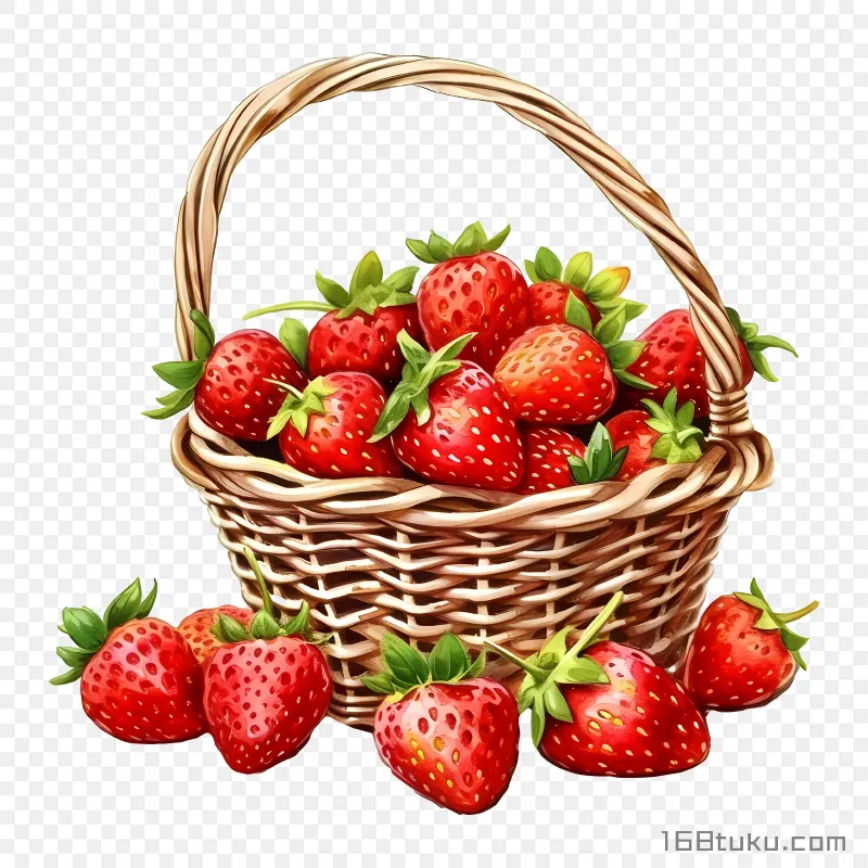一篮新鲜草莓png素材免费png