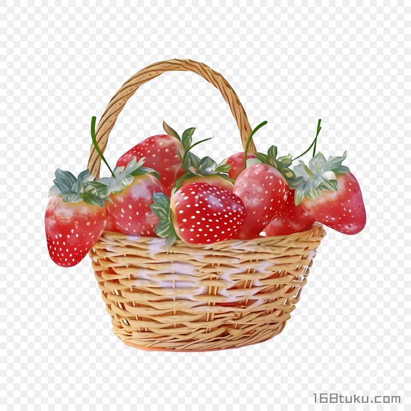 装满草莓的水果篮png素材免费png