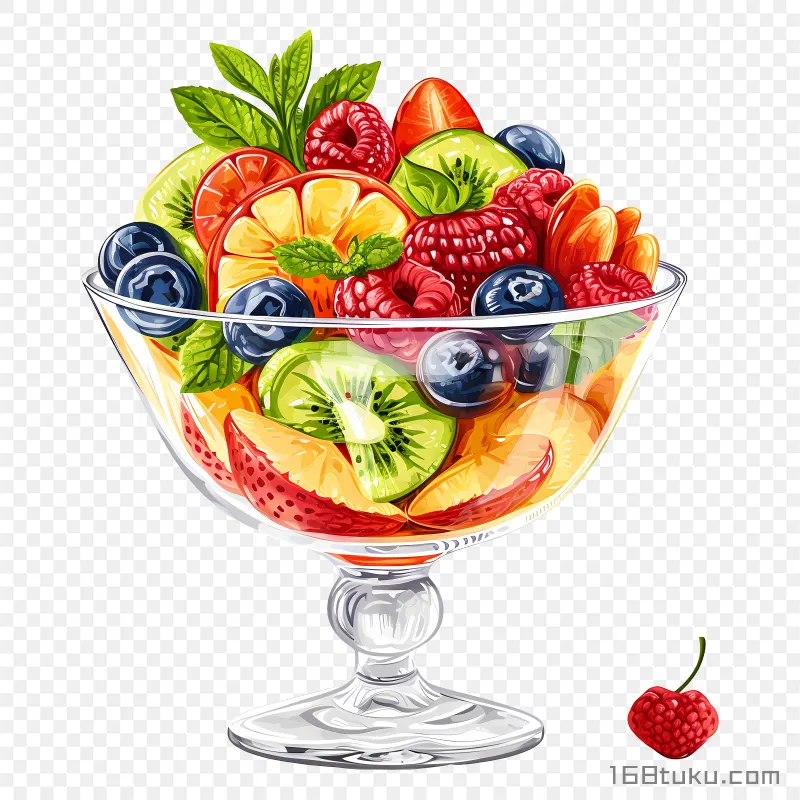 玻璃杯装的水果拼盘png素材免费png