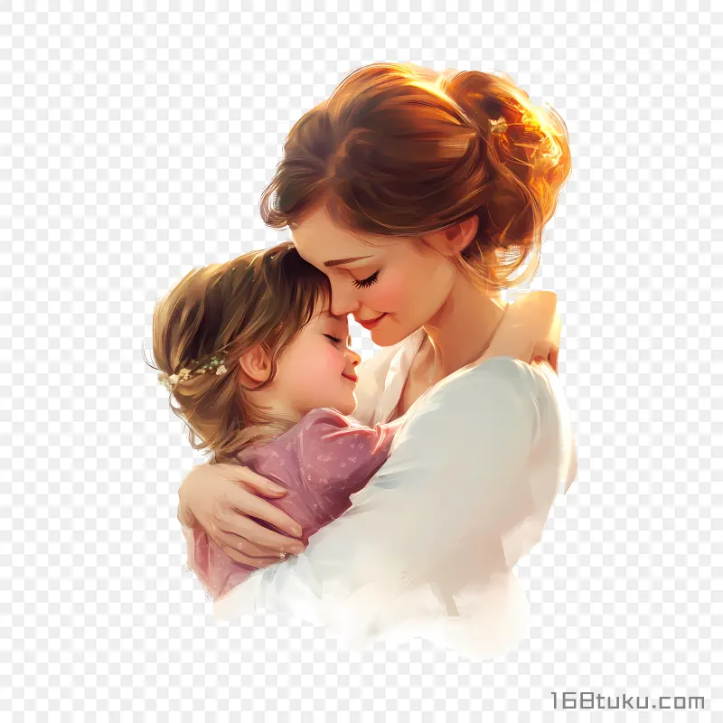 母子拥抱亲子插画妈妈拥抱小孩png素材免费png