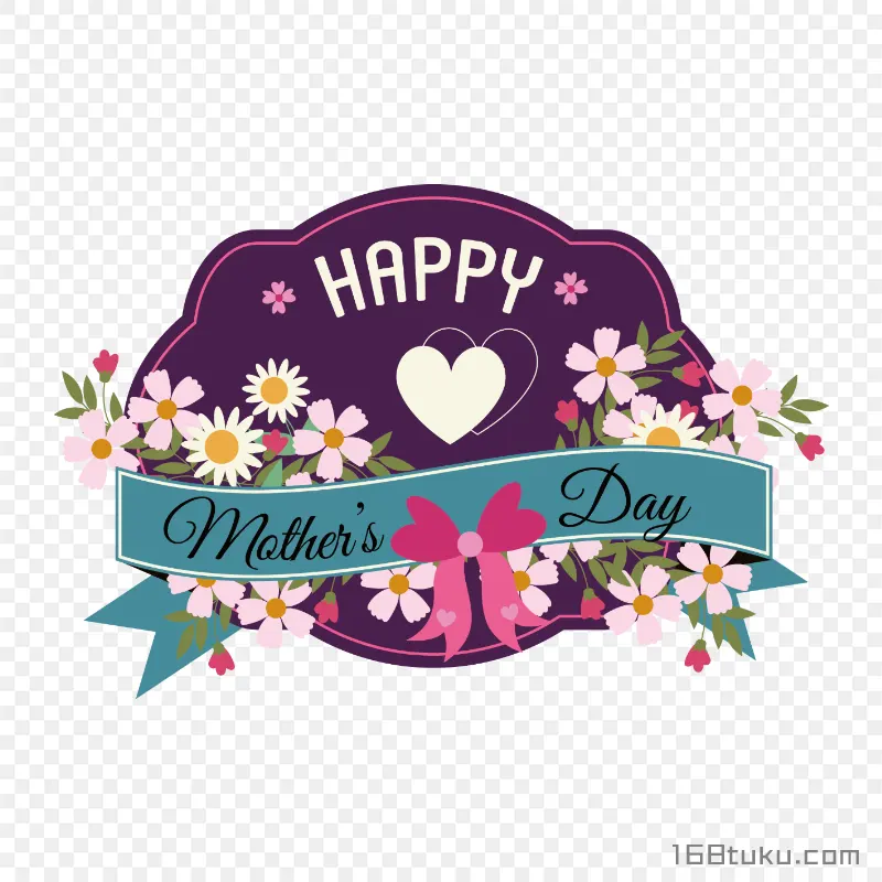 手绘花朵背景Happy mother's day母亲节png素材免费png
