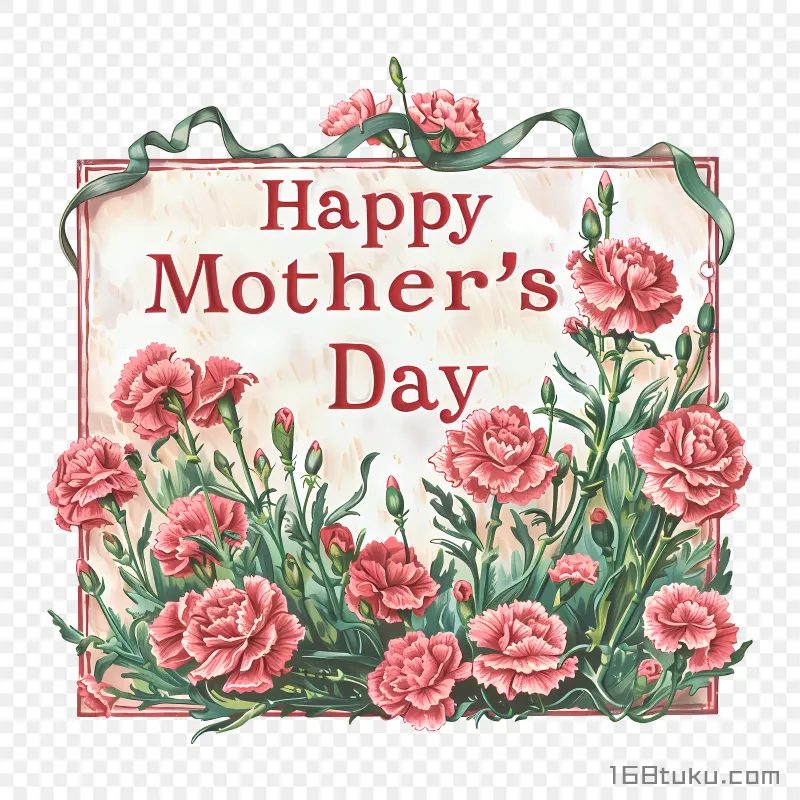 康乃馨母亲节插画Happy mother's day png素材免费png