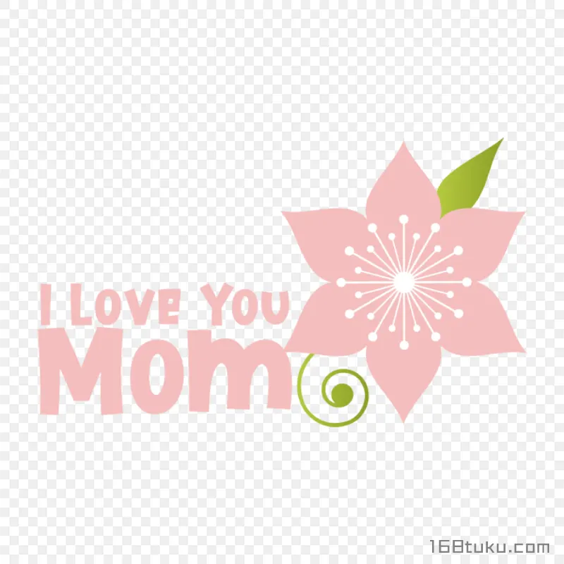 花朵和I love you mom母亲节素材png素材免费png