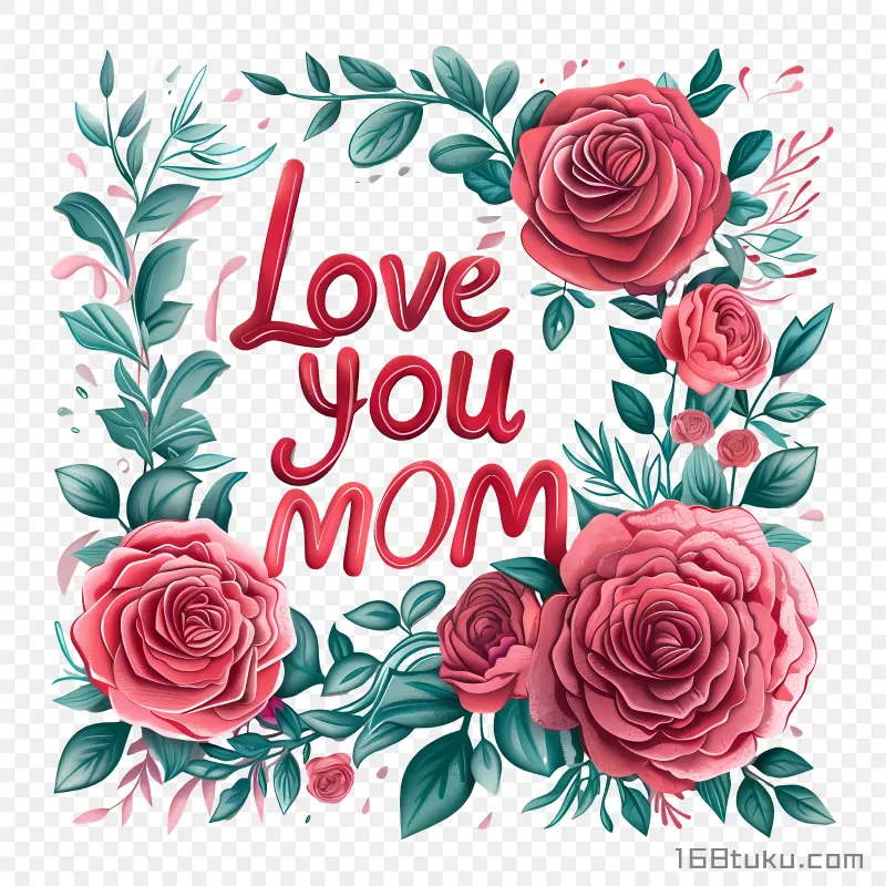 我爱妈妈英文I love you mom母亲节png素材免费png