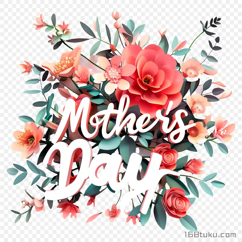 新鲜花束插画母亲节mother's day png素材免费png