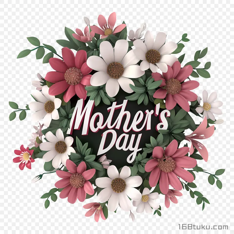 母亲节鲜艳花朵插画mother's day png素材免费png