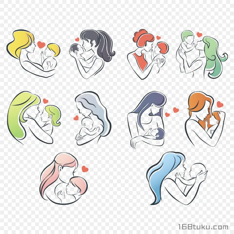 母亲节素材多组母亲怀抱宝宝png素材免费png
