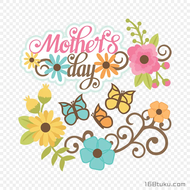花朵插画mother's day母亲节png素材免费png