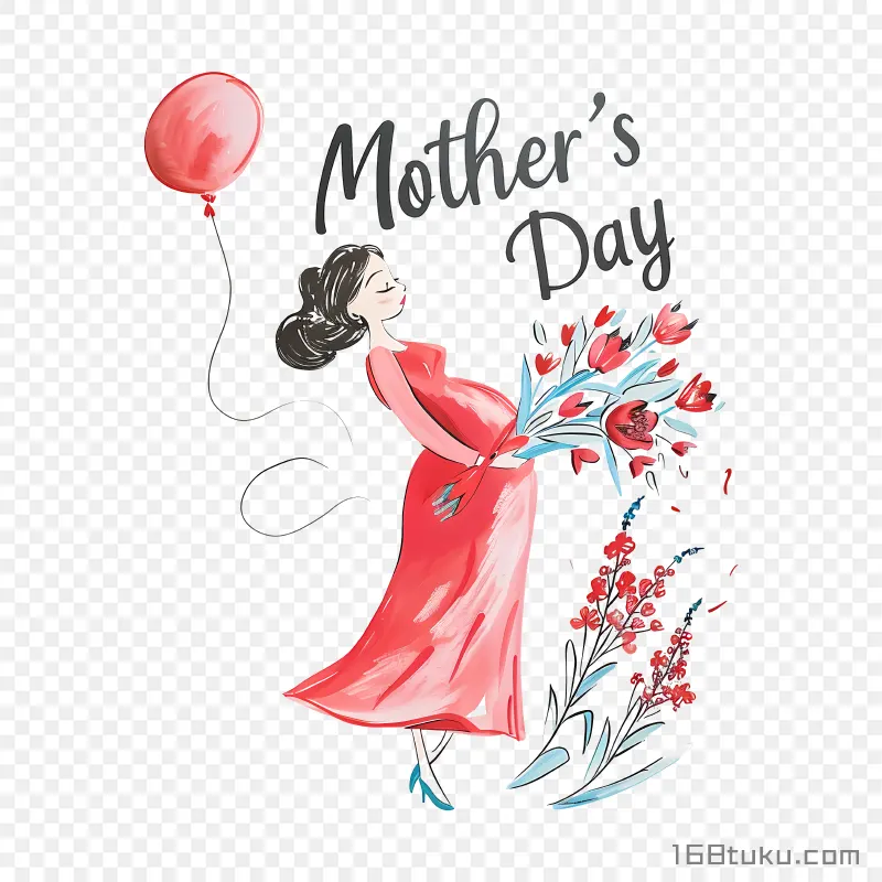 孕妇妈妈happy mother's day 母亲节快乐png素材免费png