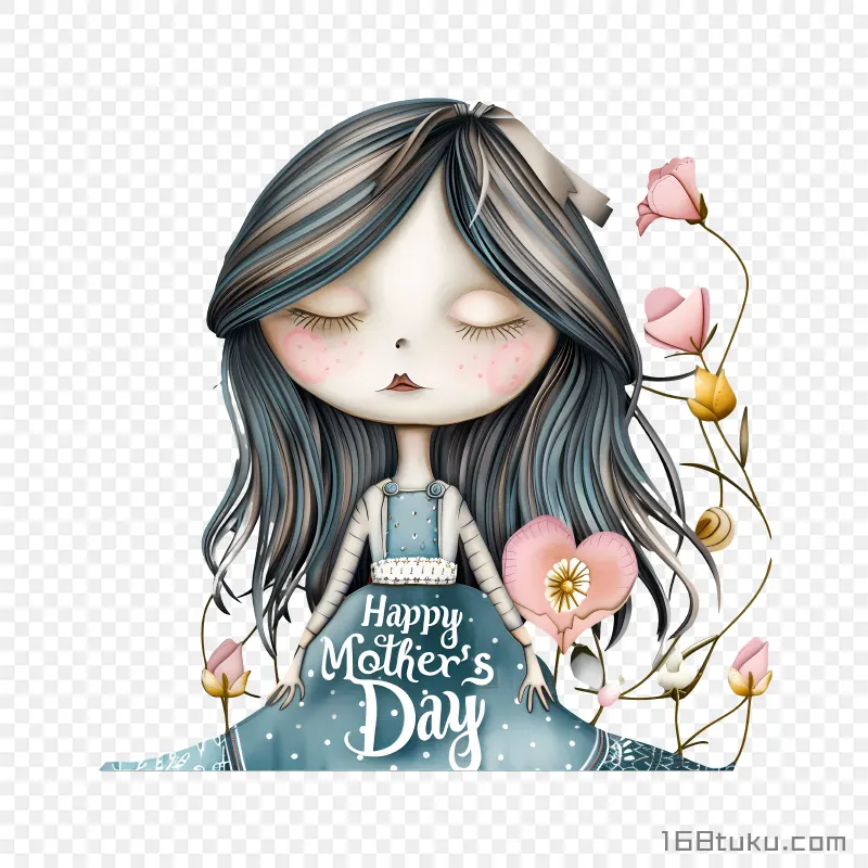 卡通妈妈happy mother's day 母亲节快乐png素材免费png