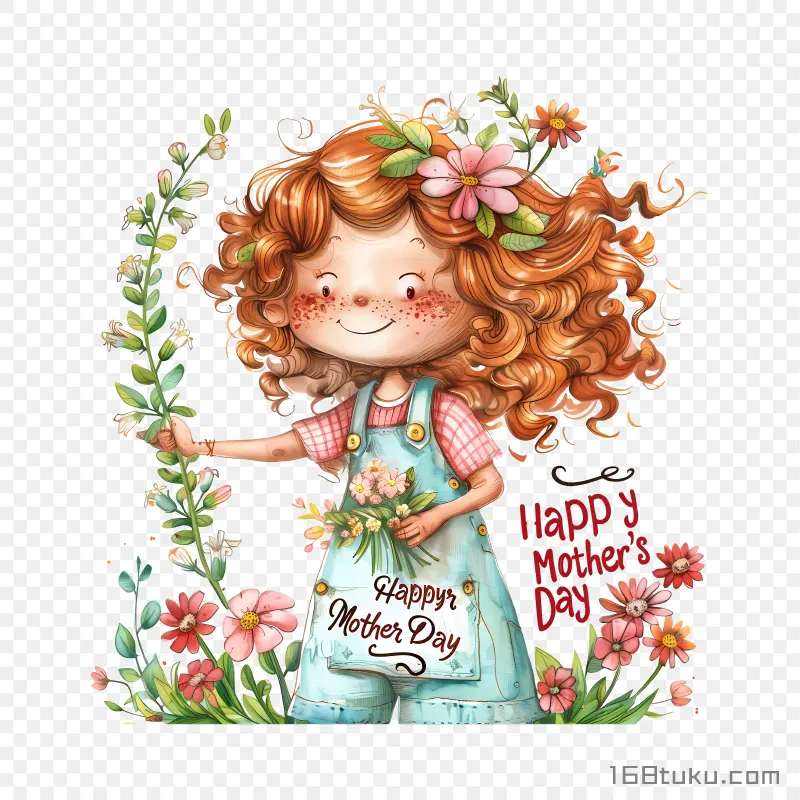 卡通人物happy mother's day 母亲节快乐png素材免费png